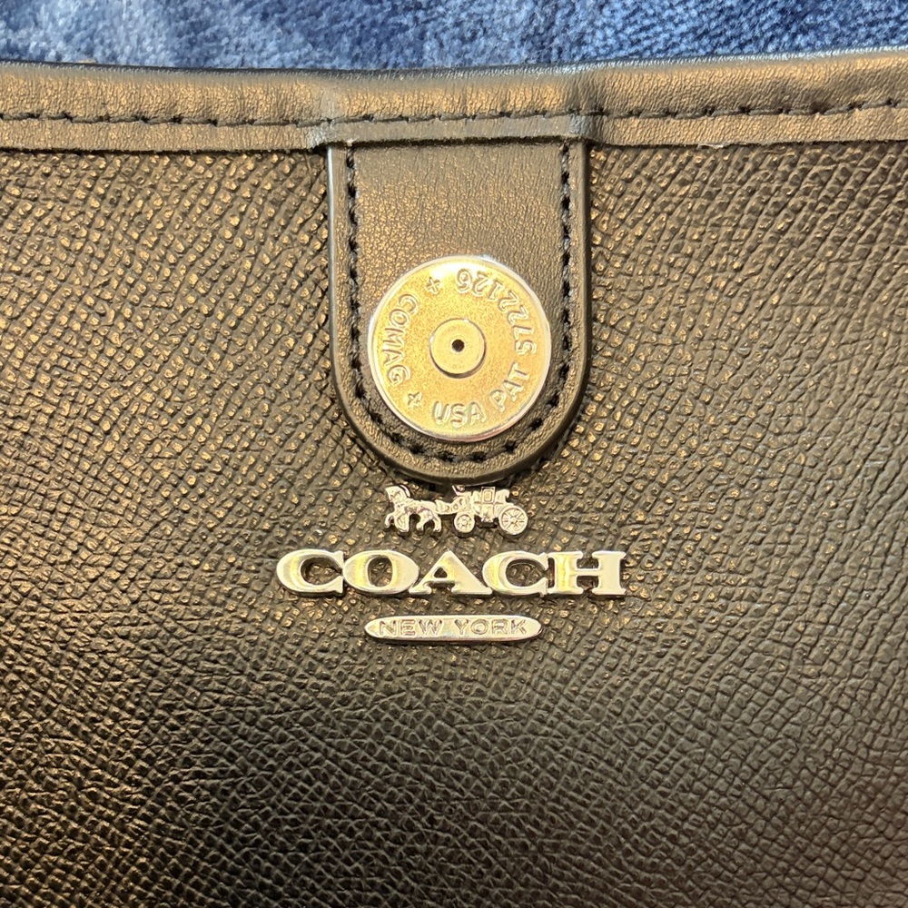 Coach Red and Black Buffalo Plaid Tote with Black Leather Trim - Picture 7 of 9